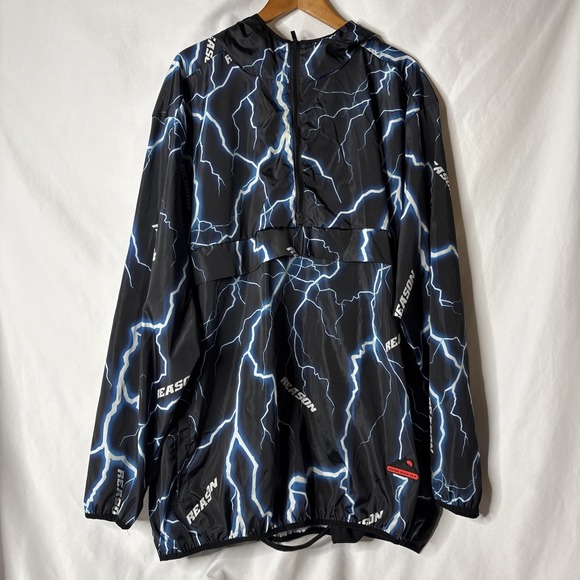 Reason Other - Reason Windbreaker Jacket Men's 4XL Lightening Hoodie Black‎ Blue Read